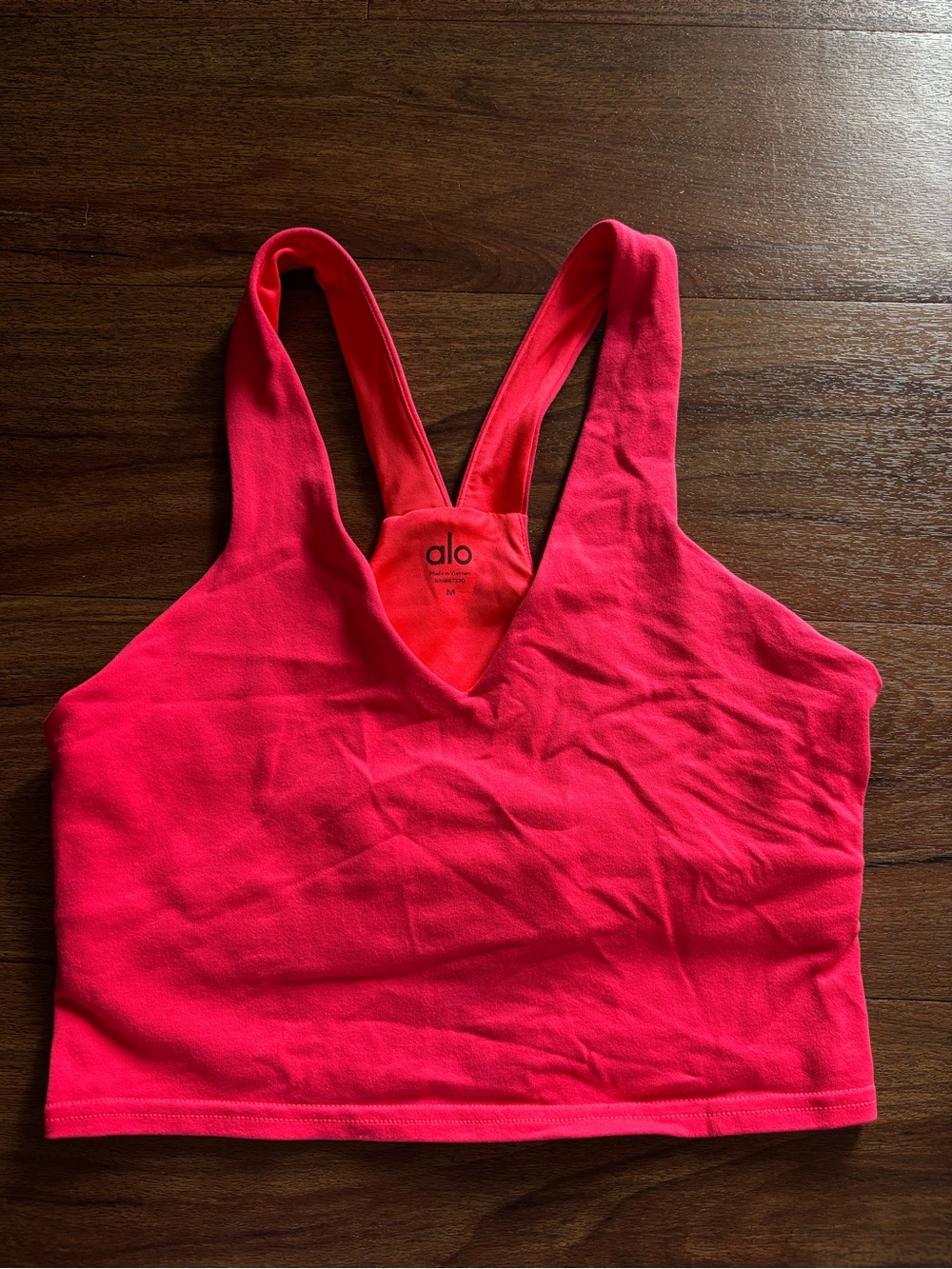 ALO Yoga Neon Pink V‑Neck Racerback Sports Bra